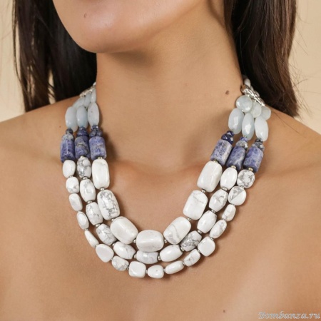 Колье Nature Bijoux, Arctique, с содалитом, говлитом и аквамарином, NB25.1-15-43410 синий